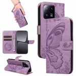 For Xiaomi 13 Pro Swallowtail Butterfly Embossed Leather Phone Case(Purple)