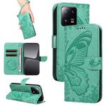 For Xiaomi 13 Pro Swallowtail Butterfly Embossed Leather Phone Case(Green)