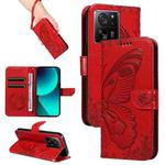 For Xiaomi 13T / 13T Pro Swallowtail Butterfly Embossed Leather Phone Case(Red)
