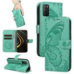 For Xiaomi Poco M3 Swallowtail Butterfly Embossed Leather Phone Case(Green)