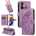 For Xiaomi Poco F4 GT Swallowtail Butterfly Embossed Leather Phone Case(Purple)