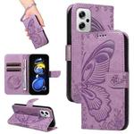 For Xiaomi Redmi K50i / Note 11 Pro+ 5G Swallowtail Butterfly Embossed Leather Phone Case(Purple)