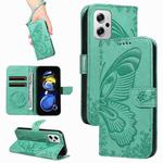 For Xiaomi Redmi K50i / Note 11 Pro+ 5G Swallowtail Butterfly Embossed Leather Phone Case(Green)