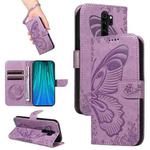 For Xiaomi Redmi Note 8 Pro Swallowtail Butterfly Embossed Leather Phone Case(Purple)