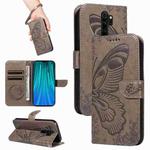 For Xiaomi Redmi Note 8 Pro Swallowtail Butterfly Embossed Leather Phone Case(Grey)