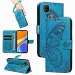 For Xiaomi Redmi 9C Swallowtail Butterfly Embossed Leather Phone Case(Blue)