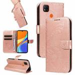 For Xiaomi Redmi 9C Swallowtail Butterfly Embossed Leather Phone Case(Rose Gold)