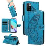 For Xiaomi Redmi 10 4G / 10 Prime Swallowtail Butterfly Embossed Leather Phone Case(Blue)
