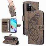 For Xiaomi Redmi 10 4G / 10 Prime Swallowtail Butterfly Embossed Leather Phone Case(Grey)