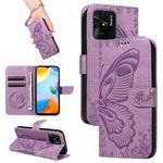 For Xiaomi Redmi 10C Swallowtail Butterfly Embossed Leather Phone Case(Purple)