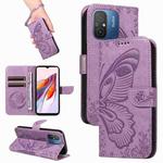 For Xiaomi Redmi 11A 4G Swallowtail Butterfly Embossed Leather Phone Case(Purple)