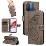 For Xiaomi Redmi 11A 4G Swallowtail Butterfly Embossed Leather Phone Case(Grey)