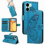 For Xiaomi Redmi 13C / Poco C65 Swallowtail Butterfly Embossed Leather Phone Case(Blue)