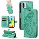 For Xiaomi Redmi A1 Swallowtail Butterfly Embossed Leather Phone Case(Green)