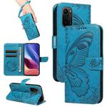 For Xiaomi Redmi K40 / K40 Pro Swallowtail Butterfly Embossed Leather Phone Case(Blue)
