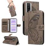For Xiaomi Redmi K60 / K60 Pro Swallowtail Butterfly Embossed Leather Phone Case(Grey)