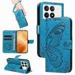 For Xiaomi Redmi K70E Swallowtail Butterfly Embossed Leather Phone Case(Blue)