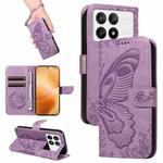 For Xiaomi Redmi K70E Swallowtail Butterfly Embossed Leather Phone Case(Purple)