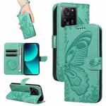 For Xiaomi Redmi K60 Ultra Swallowtail Butterfly Embossed Leather Phone Case(Green)