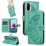 For Xiaomi Poco M5s Swallowtail Butterfly Embossed Leather Phone Case(Green)