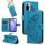 For Xiaomi Redmi Note 10 Pro 4G Swallowtail Butterfly Embossed Leather Phone Case(Blue)