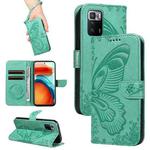 For Xiaomi Poco X3 GT 5G Swallowtail Butterfly Embossed Leather Phone Case(Green)