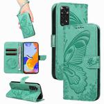 For Xiaomi Redmi Note 11 4G / 11S Swallowtail Butterfly Embossed Leather Phone Case(Green)