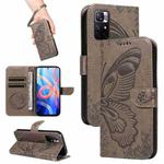 For Xiaomi Poco M4 Pro 5G Swallowtail Butterfly Embossed Leather Phone Case(Grey)