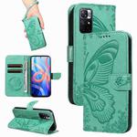 For Xiaomi Poco M4 Pro 5G Swallowtail Butterfly Embossed Leather Phone Case(Green)