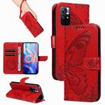For Xiaomi Redmi Note 11T 5G / 11s 5G Swallowtail Butterfly Embossed Leather Phone Case(Red)