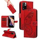 For Xiaomi Redmi Note 11 Pro 5G / 4G Swallowtail Butterfly Embossed Leather Phone Case(Red)