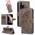 For Xiaomi Redmi Note 11 Pro 5G / 4G Swallowtail Butterfly Embossed Leather Phone Case(Grey)