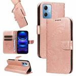 For Xiaomi Redmi Note 12 5G Global Swallowtail Butterfly Embossed Leather Phone Case(Rose Gold)