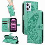 For Xiaomi Redmi Note 12 Pro 5G Global Swallowtail Butterfly Embossed Leather Phone Case(Green)