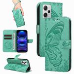 For Xiaomi Redmi Note 12 Pro+ Global Swallowtail Butterfly Embossed Leather Phone Case(Green)