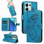 For Xiaomi Redmi Note 13 4G Swallowtail Butterfly Embossed Leather Phone Case(Blue)