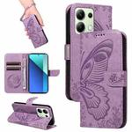 For Xiaomi Redmi Note 13 4G Swallowtail Butterfly Embossed Leather Phone Case(Purple)