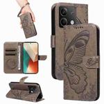 For Xiaomi Redmi Note 13 5G Swallowtail Butterfly Embossed Leather Phone Case(Grey)