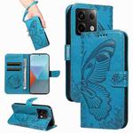 For Xiaomi Poco X6 5G Swallowtail Butterfly Embossed Leather Phone Case(Blue)