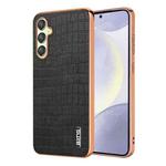 For Samsung Galaxy A05s / M14 AZNS Electroplated Frame Crocodile Texture Full Coverage Phone Case(Black)