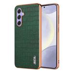 For Samsung Galaxy S23 FE 5G AZNS Electroplated Frame Crocodile Texture Full Coverage Phone Case(Green)