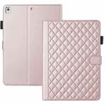 For iPad 10.2 2021 / 2020 / 10.5  Rhombus Lattice Leather Smart Tablet Case(Rose Gold)