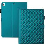 For iPad 10.2 2021 / 2020 / 10.5  Rhombus Lattice Leather Smart Tablet Case(Dark Green)