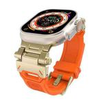 For Apple Watch Series 9 45mm Stainless Steel Connector TPU Watch Band(Gold Orange)