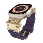 For Apple Watch Series 7 45mm Stainless Steel Connector TPU Watch Band(Gold Purple)