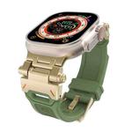 For Apple Watch Series 4 44mm Stainless Steel Connector TPU Watch Band(Gold Green)