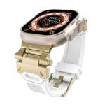 For Apple Watch Series 3 42mm Stainless Steel Connector TPU Watch Band(Gold White)