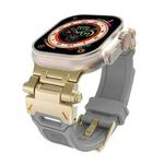 For Apple Watch 42mm Stainless Steel Connector TPU Watch Band(Gold Grey)