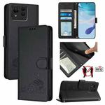 For Asus Zenfone 11 Ultra Cat Rat Embossed Pattern RFID Leather Phone Case with Lanyard(Black)
