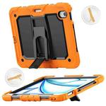 For iPad Air 11 2024 Silicone Hydric PC Tablet Case with Shoulder Strap & Holder(Orange)